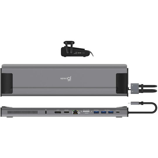 J5create USB-C Stație de andocare cu HDMI/DisplayPort 4K PD Ethernet Argintiu (JCD552-N)