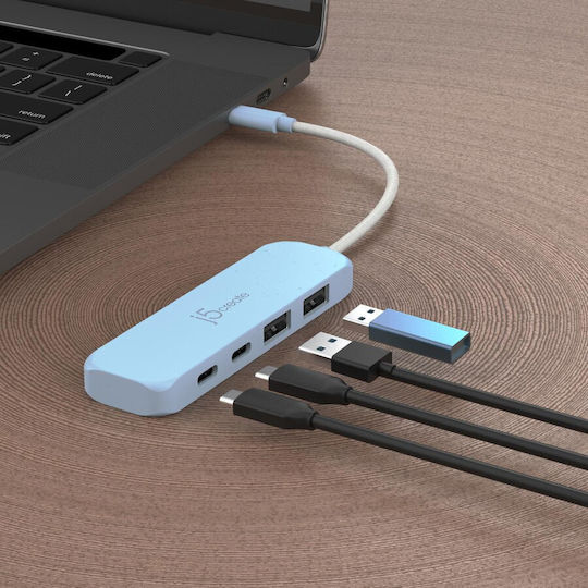 J5create Hub 4 Θυρών USB 2.0 με σύνδεση USB-C