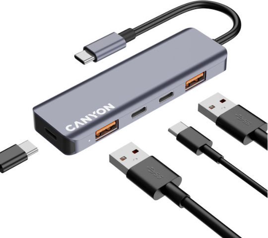 Canyon Hub 5 Θυρών USB 3.2 με σύνδεση USB-C Γκρι