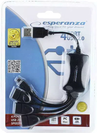 Esperanza USB Hub 4 Ports USB 2.0 with USB-A Connection