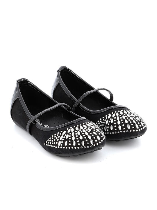 Meridian Shoes Kids Ballerinas with Elastic Strap Black