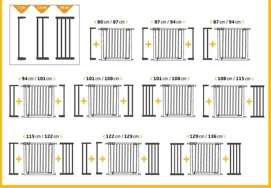 Safety 1st Easy Close Safety Gate Extensions Simple Placement made of Metal in Black Color 14x14cm 1pcs