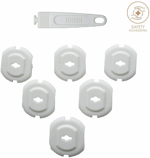 Bebe Stars Socket Protective Cover Simple Placement made of Plastic in White Color 6pcs