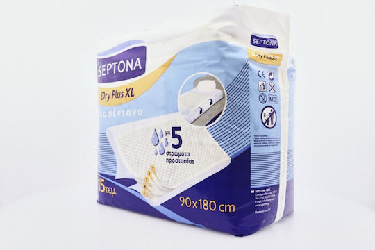 Septona Dry Plus Incontinence Underpads with 5 Protection Layers 90x180cm 15pcs