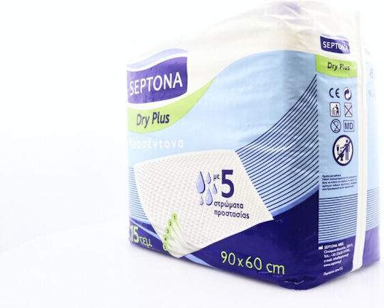 Septona Dry Plus Incontinence Underpads with 5 Protection Layers 60x90cm 15pcs