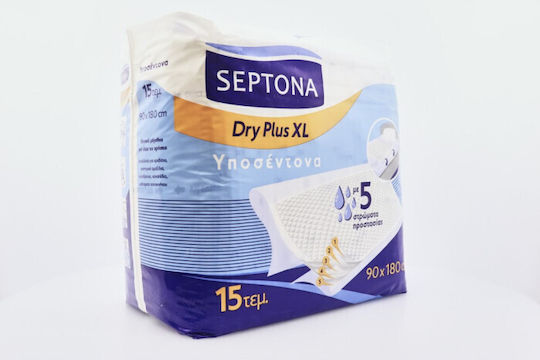 Septona Dry Plus Incontinence Underpads with 5 Protection Layers 90x180cm 15pcs