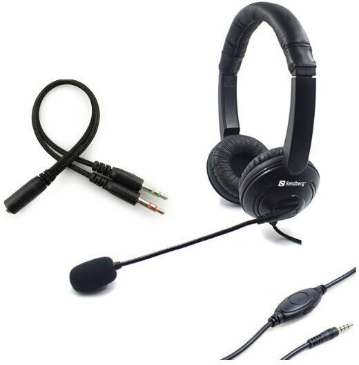 Sandberg MiniJack Headset Saver On Ear Multimedia Headphone with Microphone 3.5mm Jack