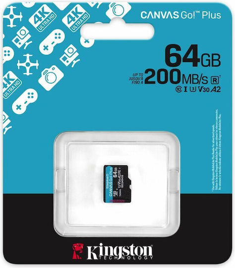 Kingston Canvas Go Plus microSDXC 64GB Clasa 10 cu adaptor