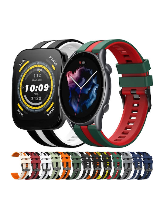 Amazfit GTR 2 22mm Two-Tone Sports Silicone Watch Strap Orange+Black