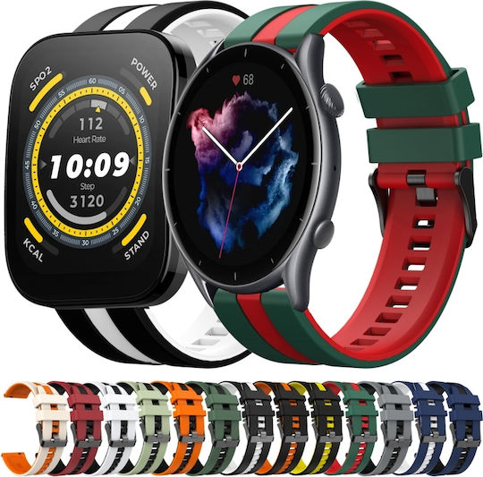 Amazfit Bip 5 Brățară Sport Dublu Culoare din Silicon 22mm Verde Olive+Negru