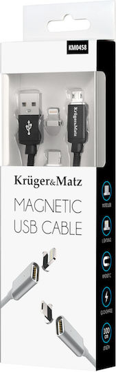 Kruger & Matz Magnetic Cablu USB la micro USB cu mai multe porturi Negru 1m (KM0458)