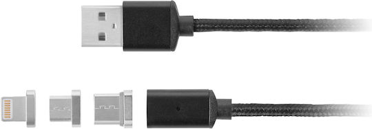 Kruger & Matz Magnetic Cablu USB la micro USB cu mai multe porturi Negru 1m (KM0458)