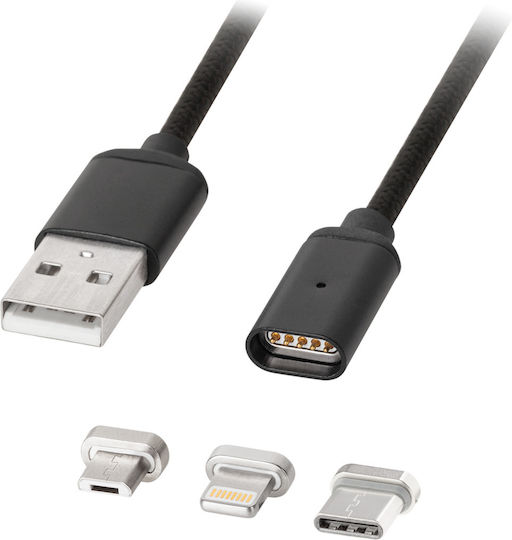 Kruger & Matz Magnetic Cablu USB la micro USB cu mai multe porturi Negru 1m (KM0458)