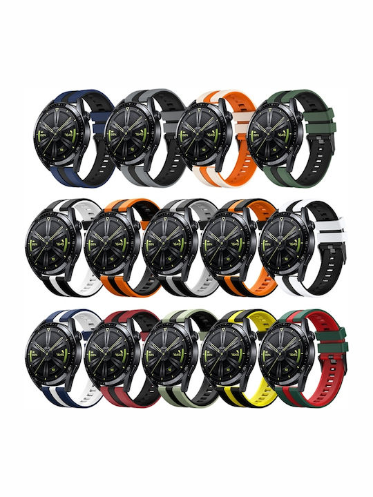 Amazfit GTR 4 22mm Zweifarbiges Sport Silikon Armband Orange+Schwarz