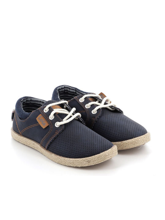 Lois Boys Anatomic PU Leather Moccasins with Laces Blue