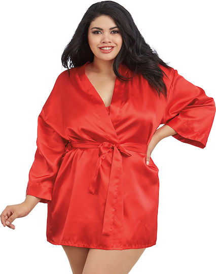 Dreamgirl Charmeuse Short Length Kimono Robe Red