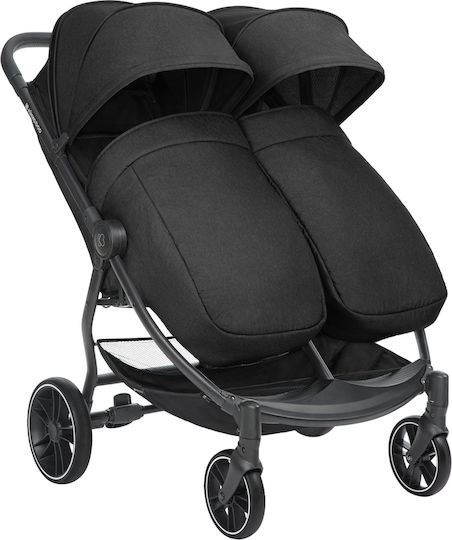 Kikka Boo Happy 2 Verstellbar Doppelter Kinderwagen Geeignet für Neugeborene Schwarz