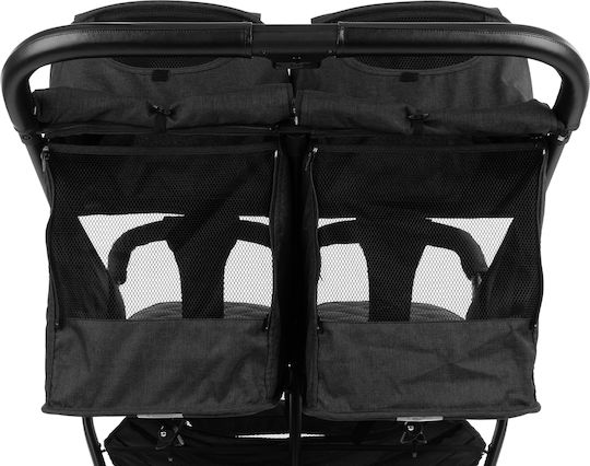 Kikka Boo Happy 2 Verstellbar Doppelter Kinderwagen Geeignet für Neugeborene Schwarz