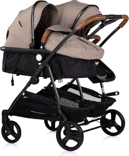 Chipolino Duo Smart Adjustable Double Stroller Suitable for Newborn Beige 8.7kg