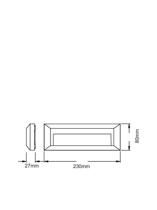 Aca SLIM32 Wall-Mounted Outdoor LED Ceiling Lamp IP65 2W with Warm White Light 23x8x2.7cm