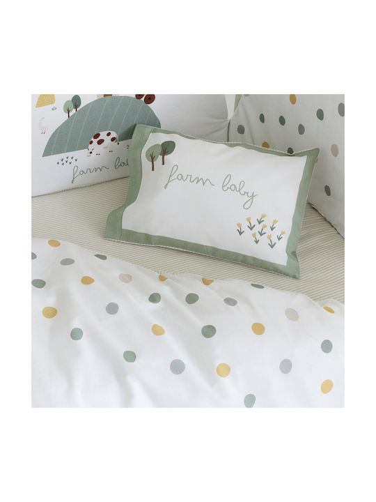 Nima Baby Duvet Cover Set With Pillowcase Farm Baby White, Green, Beige 110x145cm