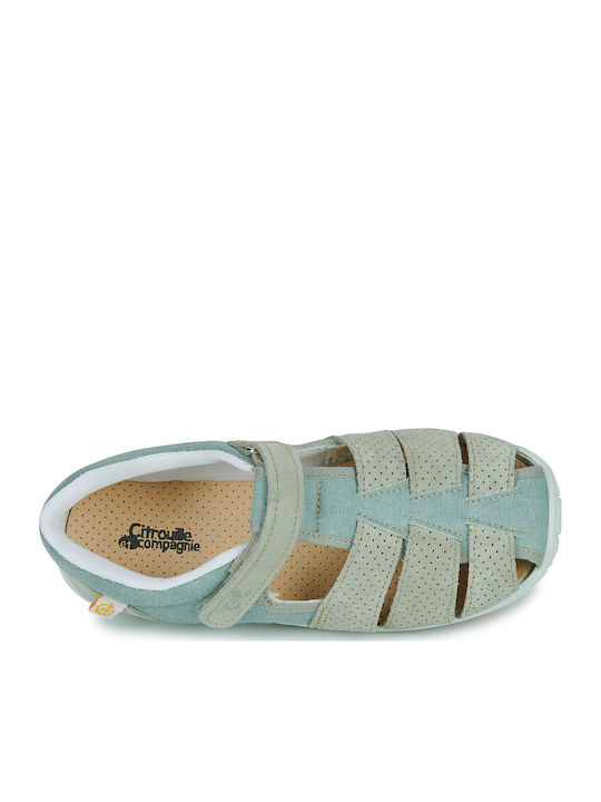 Citrouille Et Compagnie Kindersandalen Grün mit Bügel- und Schleifenverschluss