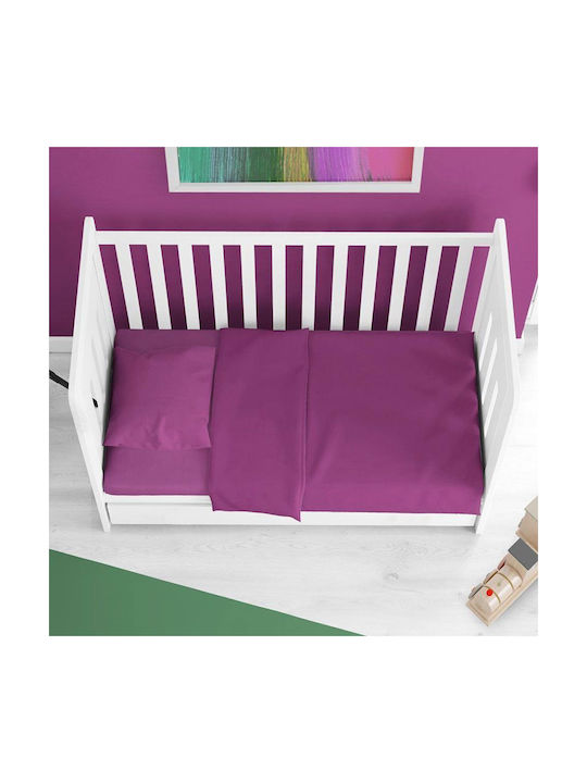 Dimcol Βρεφική Παπλωματοθήκη Bebe Solid Dark Magenta 120x160εκ.