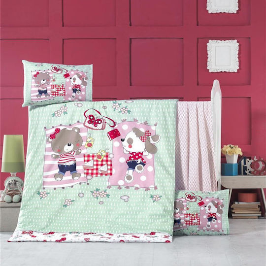 Rythmos Сет Бебешка Долен Калъф с Калъфка за Възглавница Sleepy Зелен 100x150см.