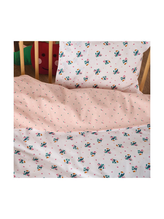 Kentia Baby Duvet Cover Set With Pillowcase Taiko White Pink 100x140cm
