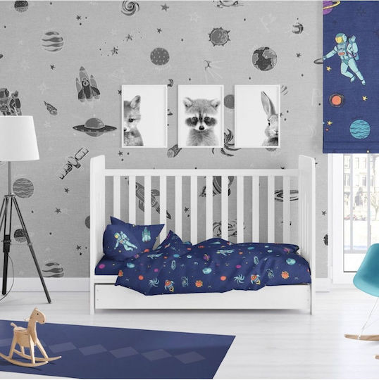 Dimcol Baby Bettbezug Space 189 Blau 120x160cm.