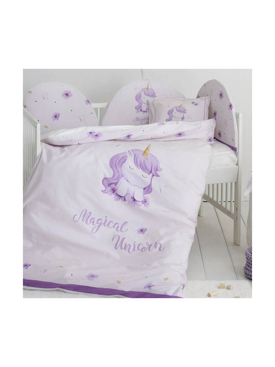 Nima Baby Duvet Cover Set With Pillowcase Magical Unicorn Lilac 110x145cm