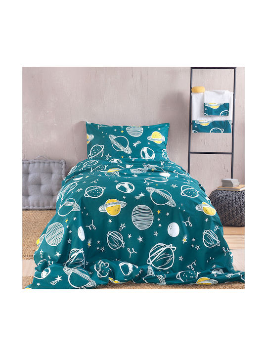 Rythmos Baby Duvet Cover Set With Pillowcase Saturn Petrol (Item J062) 110x160cm
