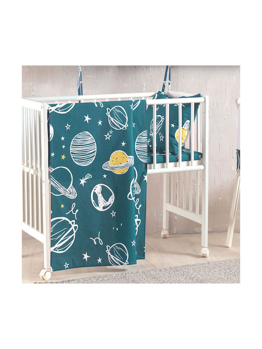 Rythmos Baby Duvet Cover Set With Pillowcase Saturn Petrol (Item J062) 110x160cm