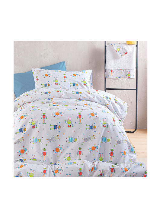 Rythmos Baby Duvet Cover Set With Pillowcase Robot Chat Multicolour 110x160cm