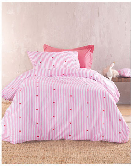 Rythmos Baby Bettbezug Set mit Kissenbezug Young Heart Rosa 110x160cm.