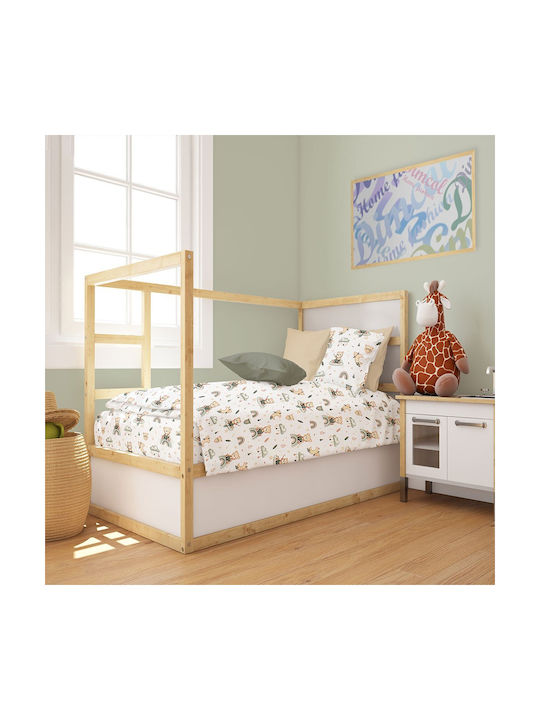 24home.gr Baby Duvet Cover Cloudy Bear White-Olive 120x160cm