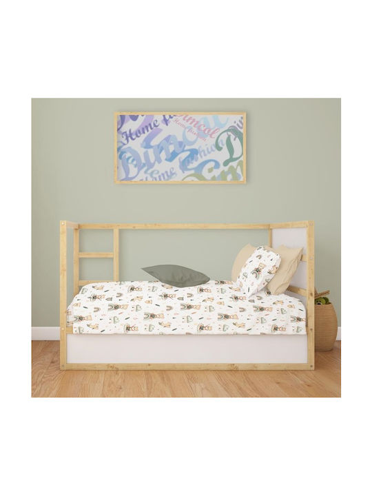 24home.gr Baby Duvet Cover Cloudy Bear White-Olive 120x160cm