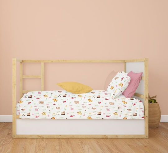Dimcol Бебешка Долна Калъфка Bebe White-pink 120x160см.