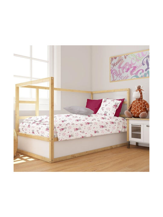 24home.gr Baby Duvet Cover Cloudy Bear White-Pink 120x160cm