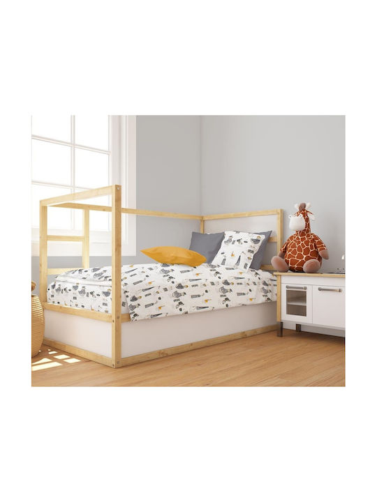 Dimcol Βρεφική Παπλωματοθήκη Bebe White-grey 120x160εκ.