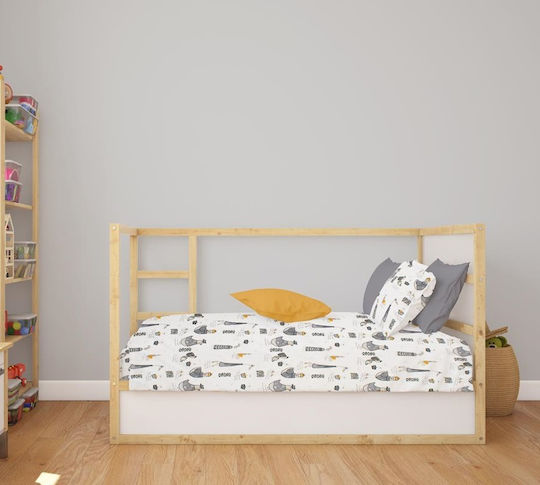 Dimcol Βρεφική Παπλωματοθήκη Bebe White-grey 120x160εκ.