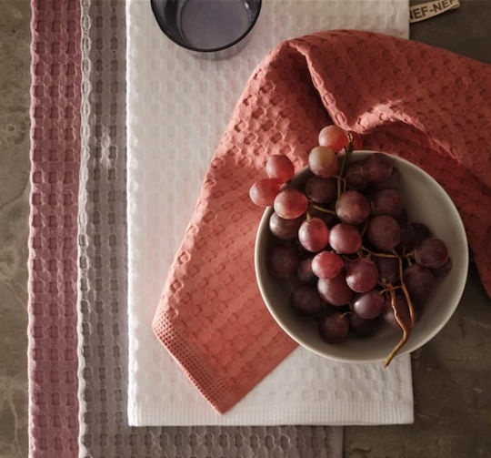Nef-Nef Homeware Wafflow 24 Ποτηρόπανο από 100% Βαμβάκι σε Πορτοκαλί Χρώμα 45x68cm