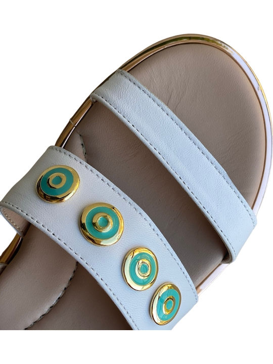 Yo Παιδικό Δερμάτινο Πέδιλο Yo Handmade Leather Shoes 716 Λευκό