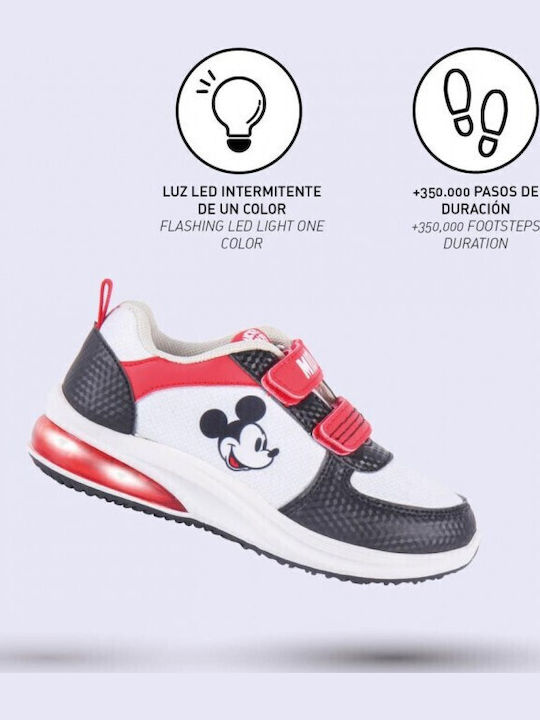 Cerda Kids Athletic Shoes with Lights Mickey Mouse White Black Red 24-31