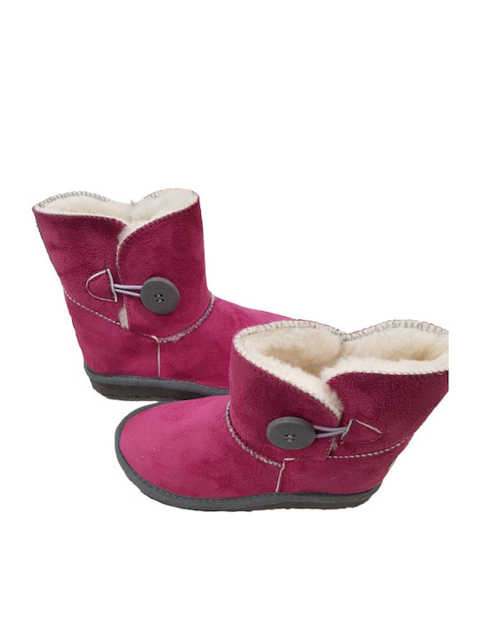 Girls' Ankle Boots Icon 255-10 Fuchsia with Buttons