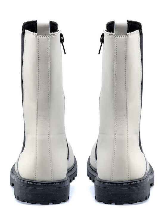 Ricco Mondo Kinderstiefel Mädchen Casual Extra Leicht/Weiche Anatomisch Off-White Leder Glattleder