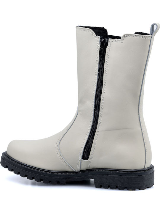 Ricco Mondo Kinderstiefel Mädchen Casual Extra Leicht/Weiche Anatomisch Off-White Leder Glattleder
