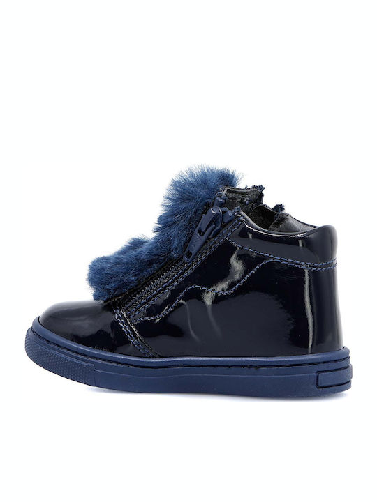 Papistas Kids Kids Boots from Patent Leather with Laces Blue