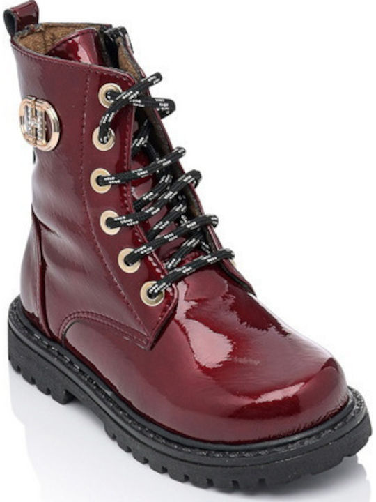 Scarpy Anatomisch Lederne Kinderstiefel mit Reißverschluss Burgundisch