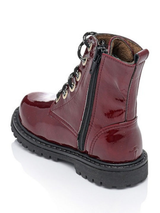 Scarpy Anatomisch Lederne Kinderstiefel mit Reißverschluss Burgundisch